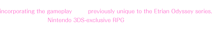 Persona Q: Shadow of the Labyrinth is the latest Persona title, incorporating the gameplay style previously unique to the Etrian Odyssey series. This game is a Nintendo 3DS-exclusive RPG created by the Persona Team and dedicated to all RPG fans.