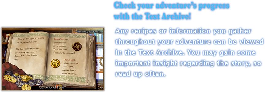 Check your adventure's progress with the Text Archive!