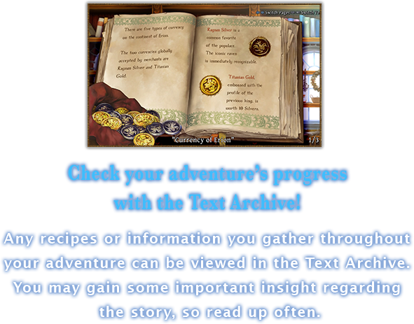 Check your adventure's progress with the Text Archive!